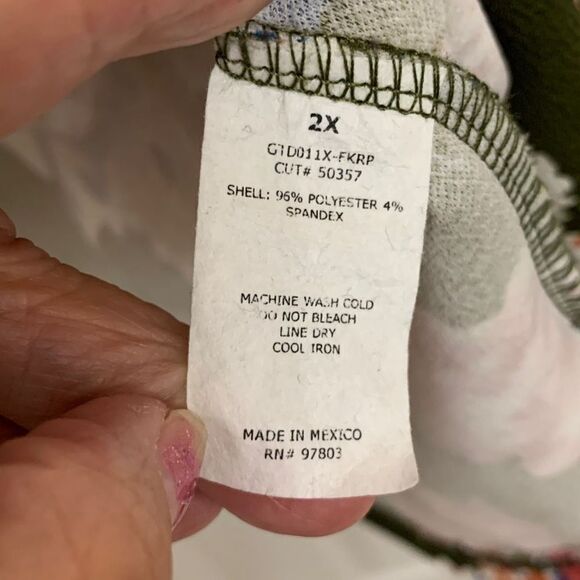 Green Envelope Women's Green Floral 3/4 Bell Sleeve Blouse Size 2X - Picture 5 of 6